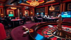 Mu88's vibrant casino scene showcases heated gameplay at poker tables, emphasizing strategy and excitement.
