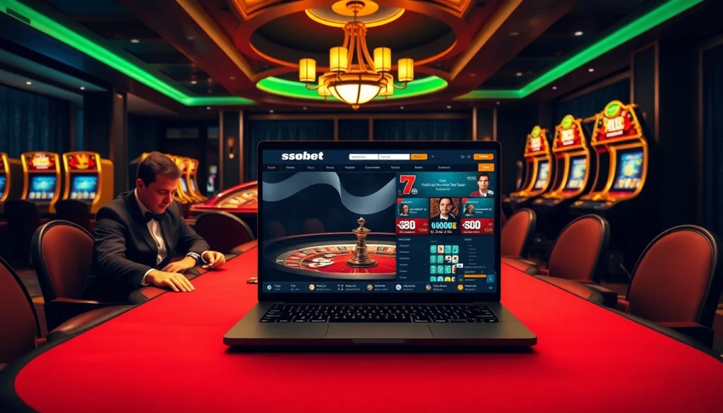 Experience thrilling sbobet action with professional gamblers at a luxurious casino table.