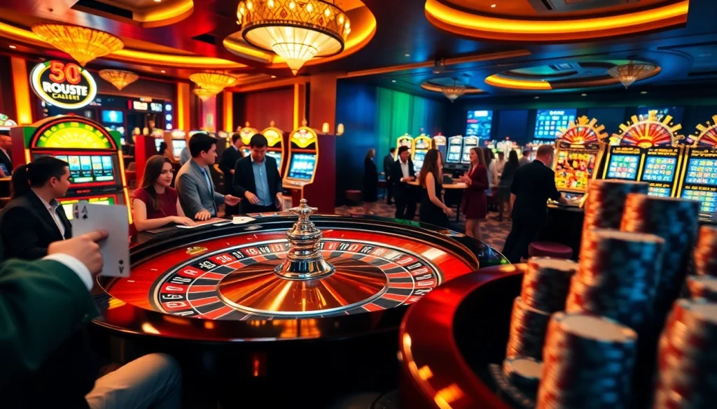 Engaging players at a luxurious casino table inspired by https://nh88.net/ showcasing roulette and poker action.