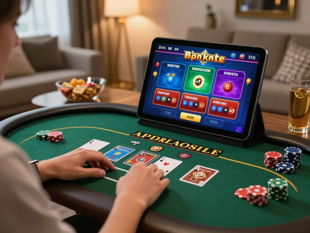 Player engaging in online gaming at tg88, showcasing dynamic poker action on a tablet