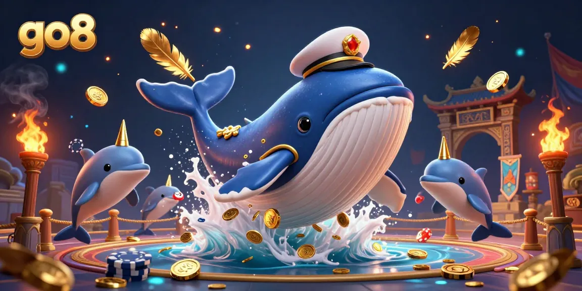 Engage with vibrant go8 online casino excitement featuring dynamic 3D characters and gold elements.